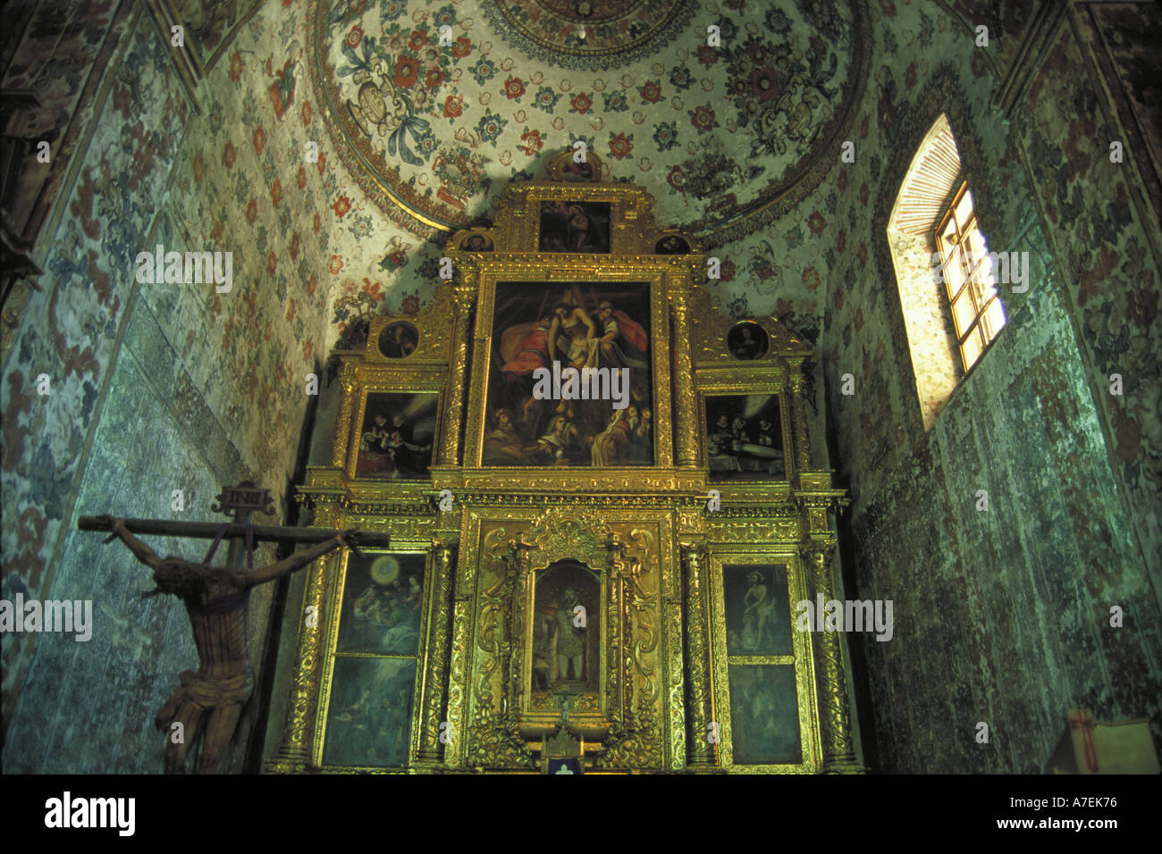 Nordamerika, Mexiko, Oaxaca bemalte Decke auf das dominikanische Kloster San Jeronimo Tlacochahuaya, gegründet im Jahre 1586 Stockfoto