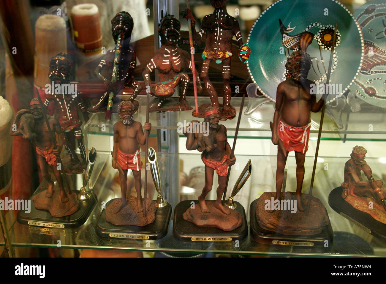 Schlechten Geschmack oder gauche Aborigines Souvenirs zum Verkauf in Sydney Tourist Shop Stockfoto