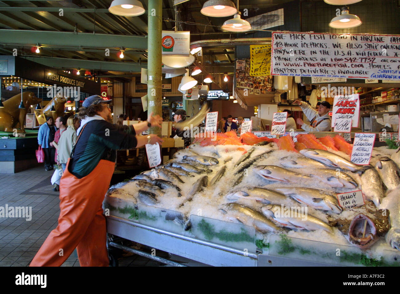 Pike Place Fish Market Fischhändler Fisch Pike Place Market Seattle