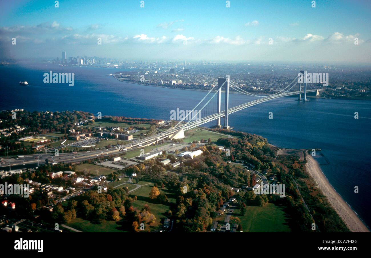 USA New York New York City Verrazano Bridge über den Hudson River zwischen Staten Island und Brooklyn Bezirke. Stockfoto
