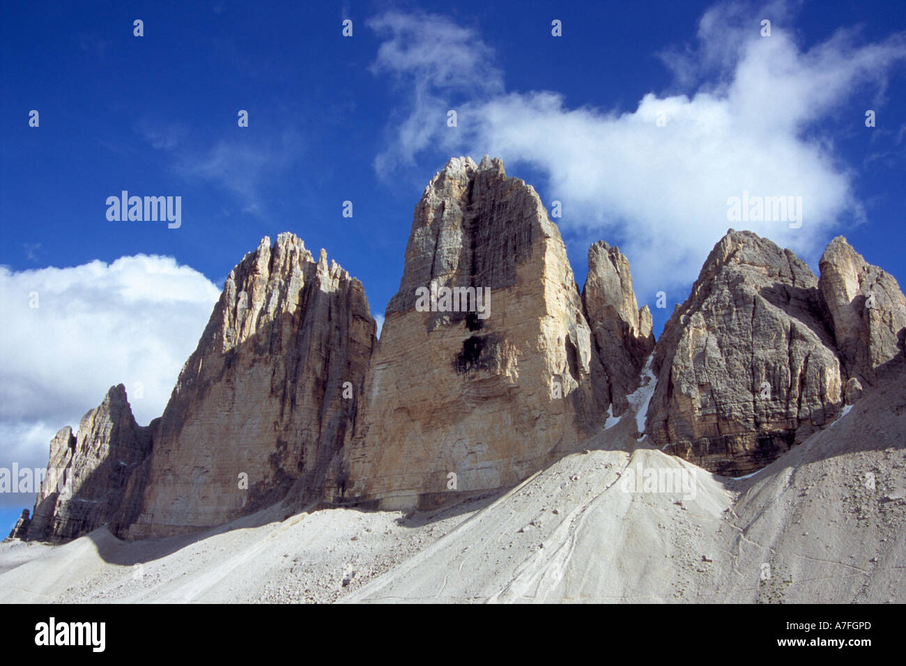 Tre Cime von in der Nähe von Col di Mezzo Dolomiten Italien Stockfoto
