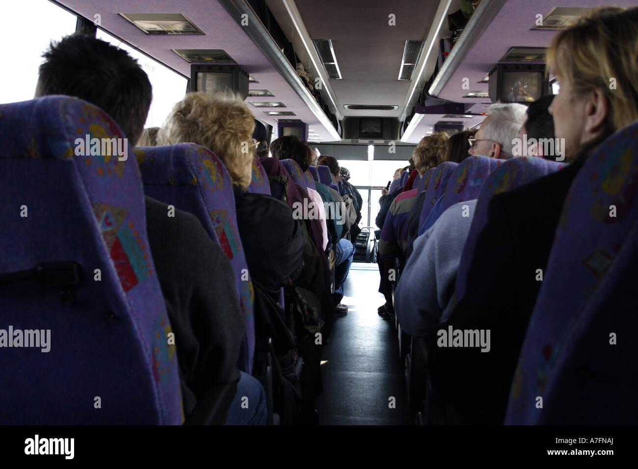 Greyhound Bus Interior Stockfotos Greyhound Bus Interior