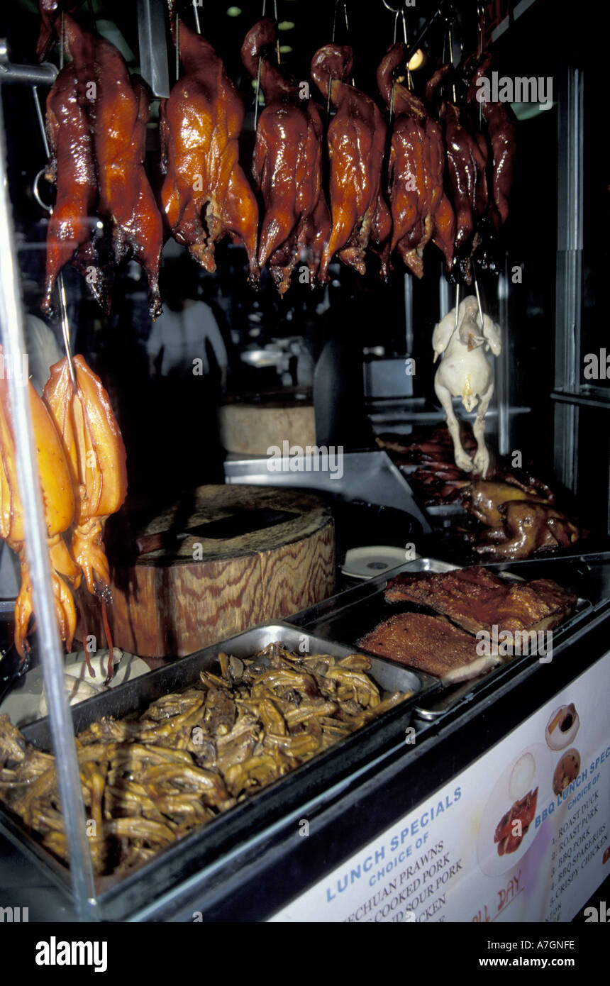 USA, Kalifornien, San Francisco Chinatown. Gekochtes Geflügel Restaurant display Stockfoto