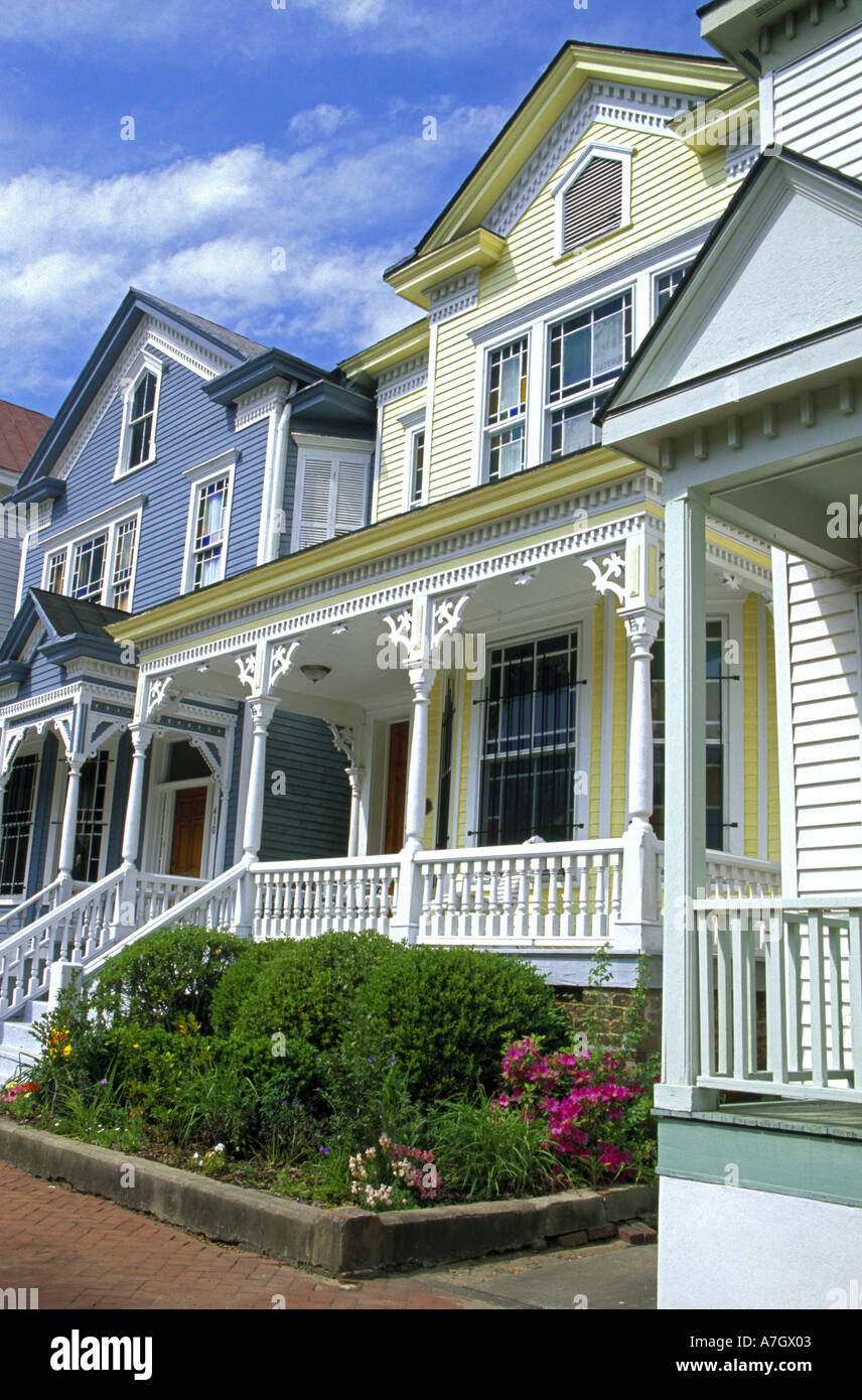 N.a. USA, Georgia, Savannah.  Nachbarschaft-Architektur. Stockfoto