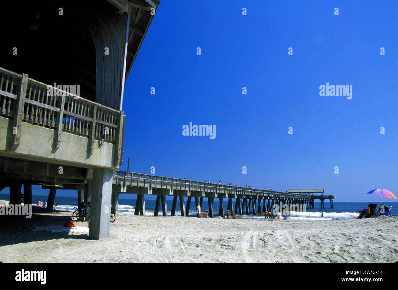 N.a. USA, Georgia, Savannah.  Tybee Island Pier. Stockfoto