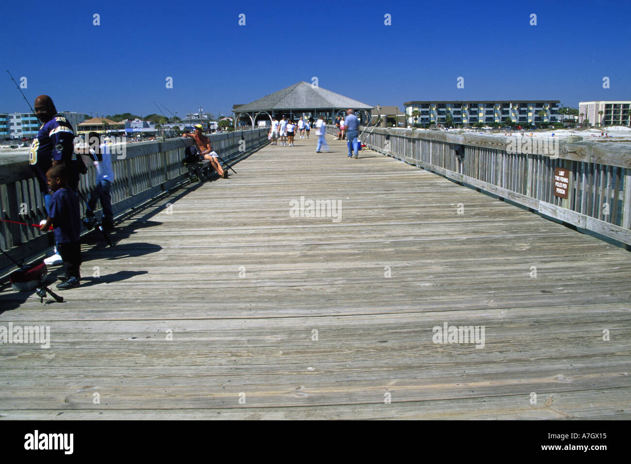 N.a. USA, Georgia, Savannah.  Tybee Island Pier. Stockfoto