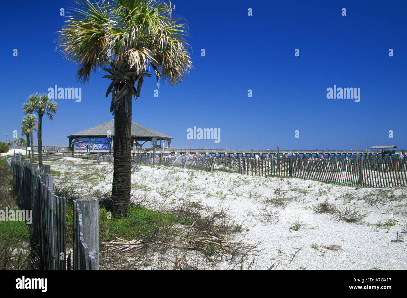 N.a. USA, Georgia, Savannah.  Tybee Island Pier. Stockfoto