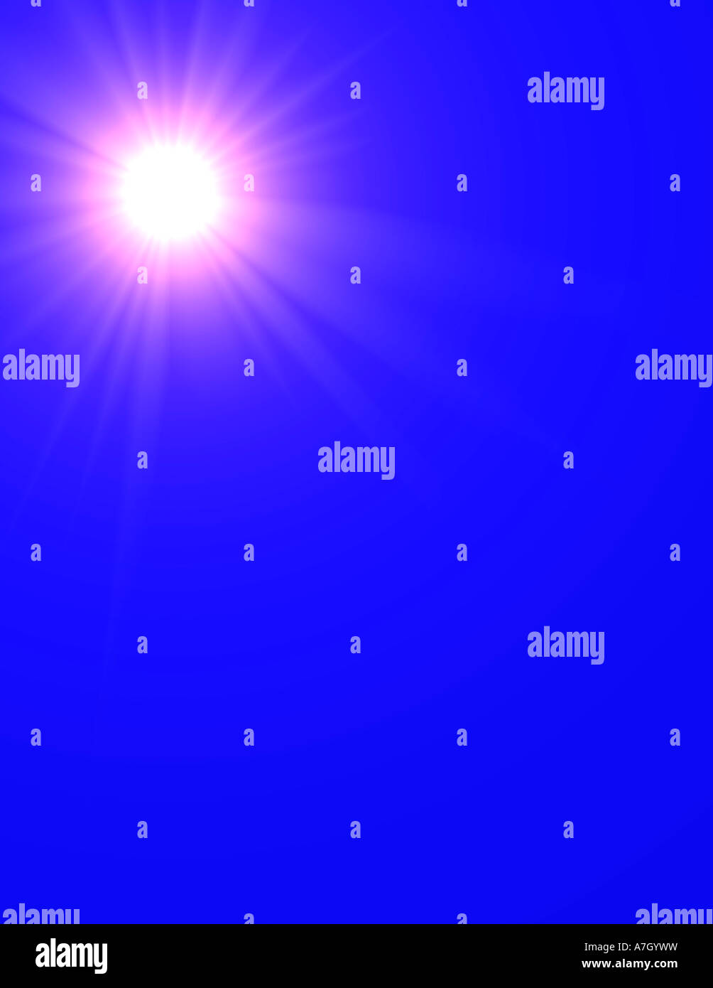 Konzept-Blick auf Sonne bei strahlend blauem Himmel Stockfoto