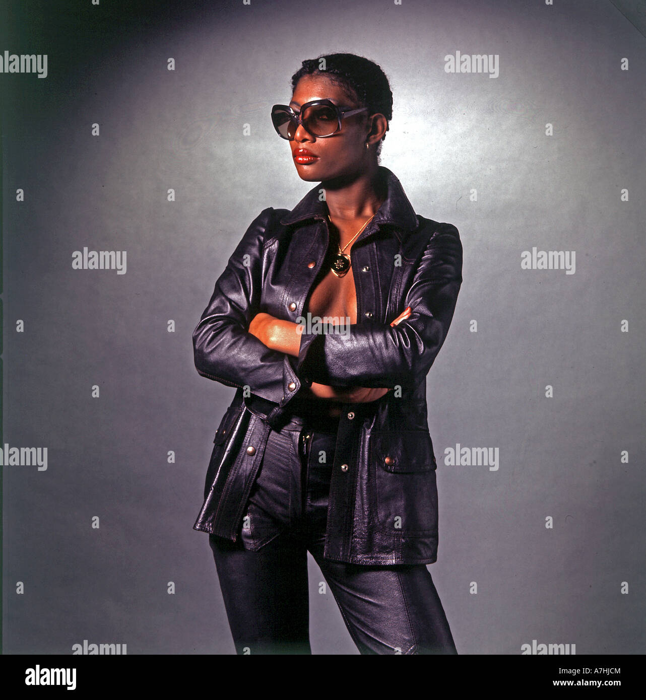 Leder-Modell - nb: kein Model-Release Stockfoto