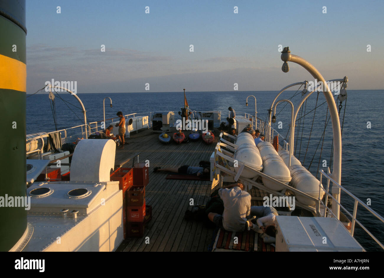 an Deck der Fähre, Lake Malawi, Malawi-Sees MV Ilala Stockfoto