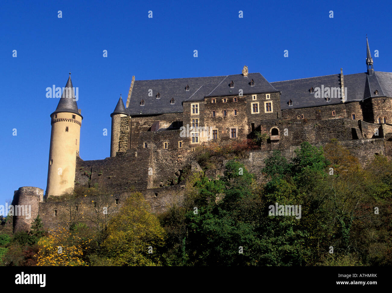 Burg Vianden Diekirch Luxemburg Europa Stockfoto