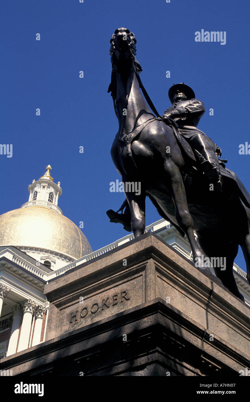 Massachusetts, Boston General Hooker Statue neben im Repräsentantenhaus Stockfoto