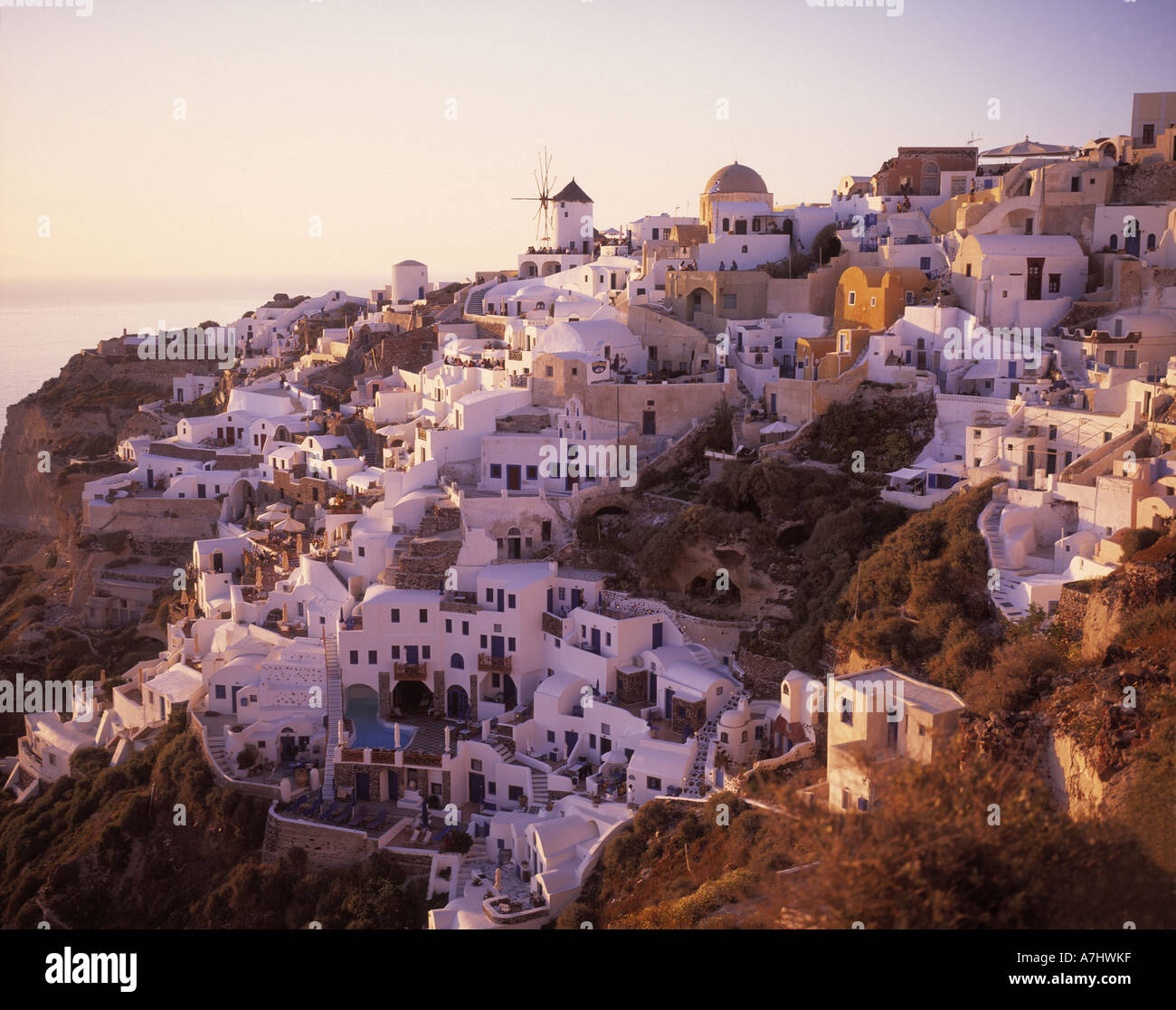 Stadt Oia vulkanische Insel Santorini Ägäis Griechenland Stockfoto