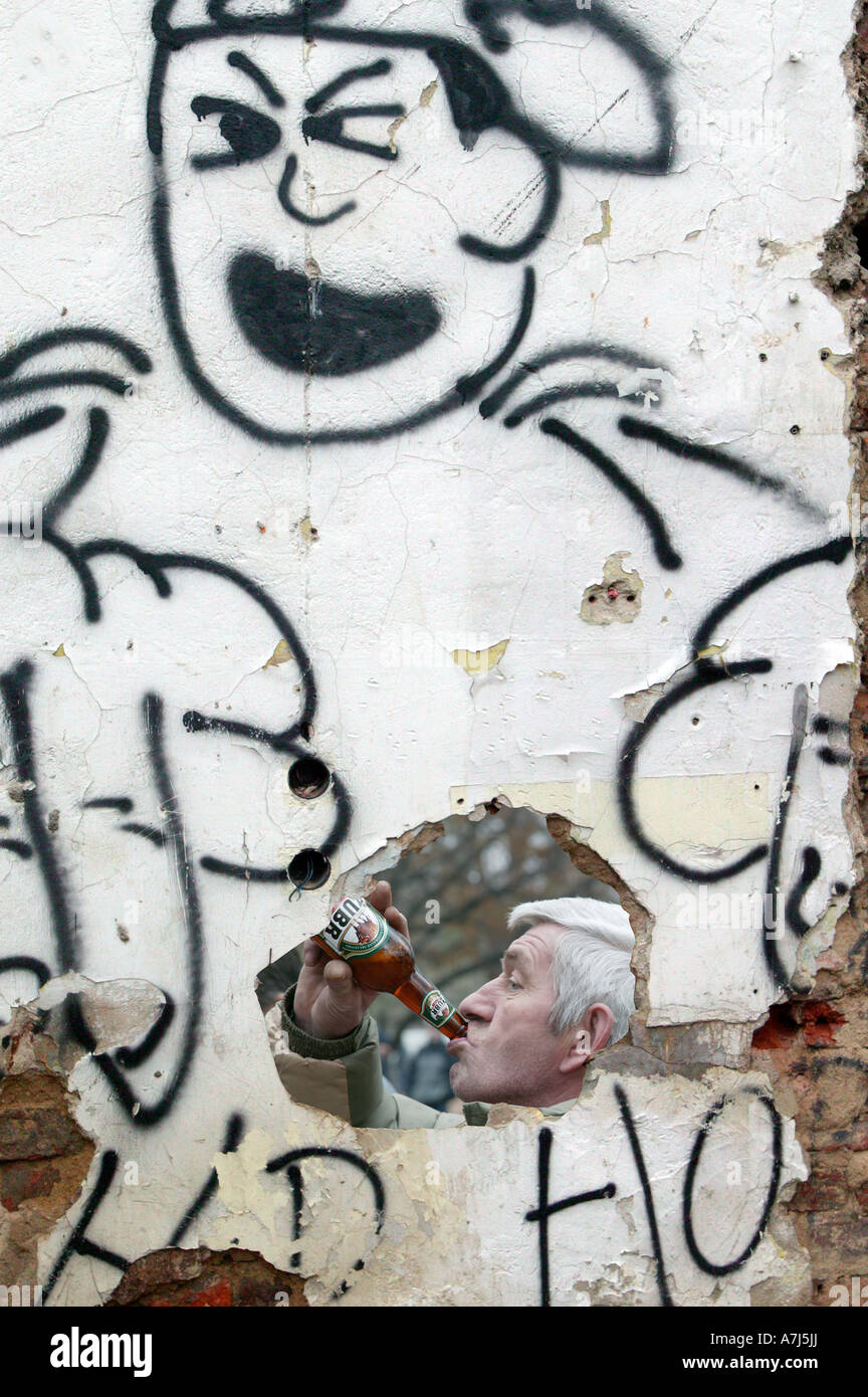 Berauscht, Polen. Osteuropa, Graffiti, Graffito, Dekoration, Verzierung. Stockfoto