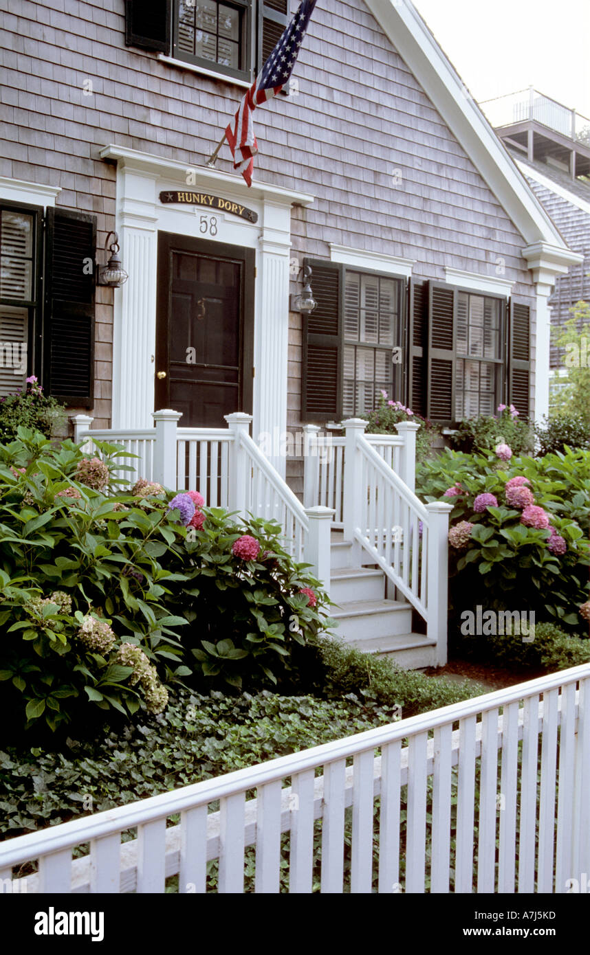 typische Schindel Haus auf Nantucket, USA Stockfoto