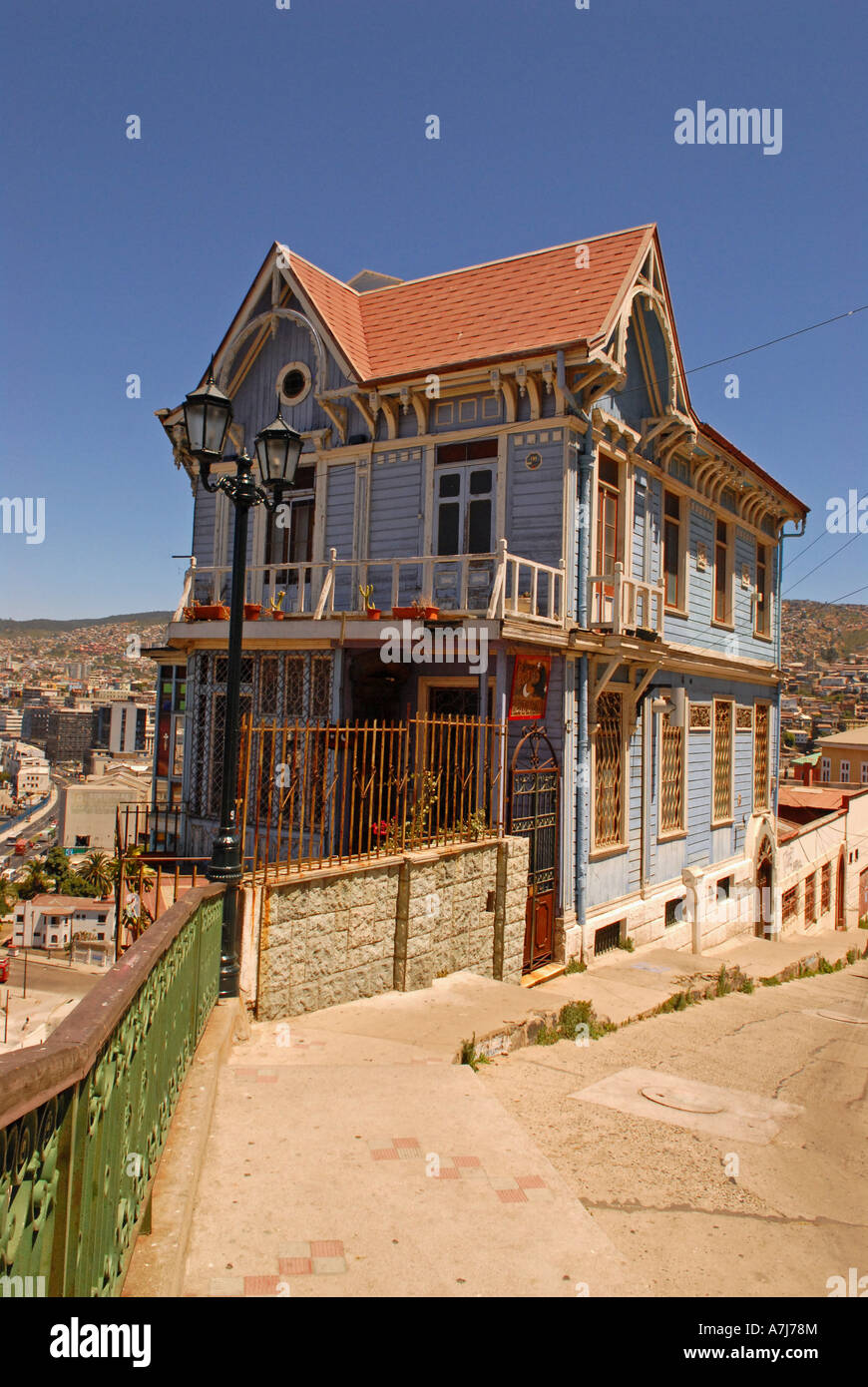 Cerros Cerro Artilleria Valparaiso Chile Stockfoto