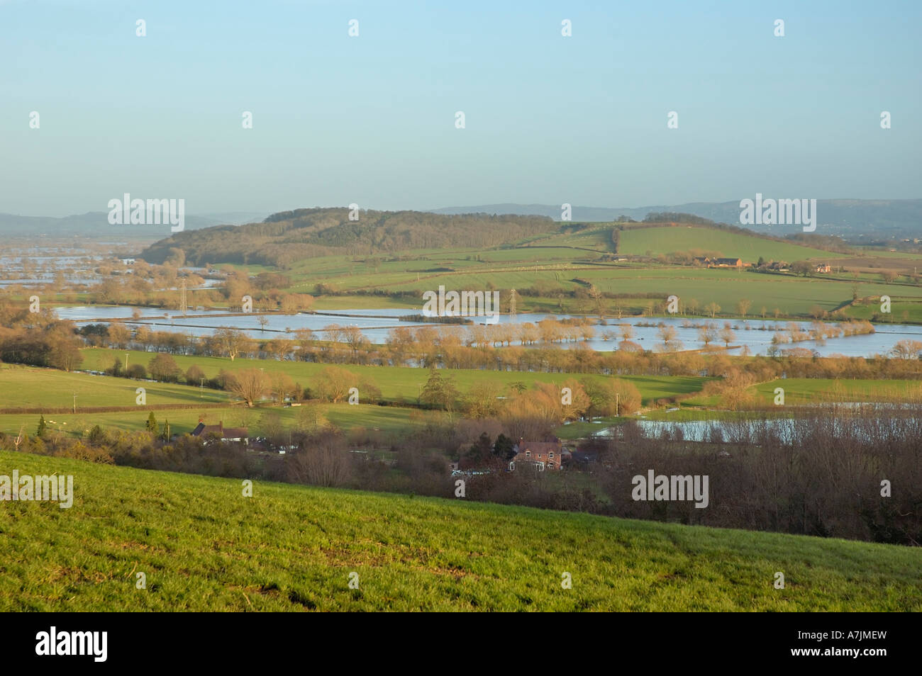 Fluß Severn Überschwemmungen bei Maisemore Severn Vale Stockfoto