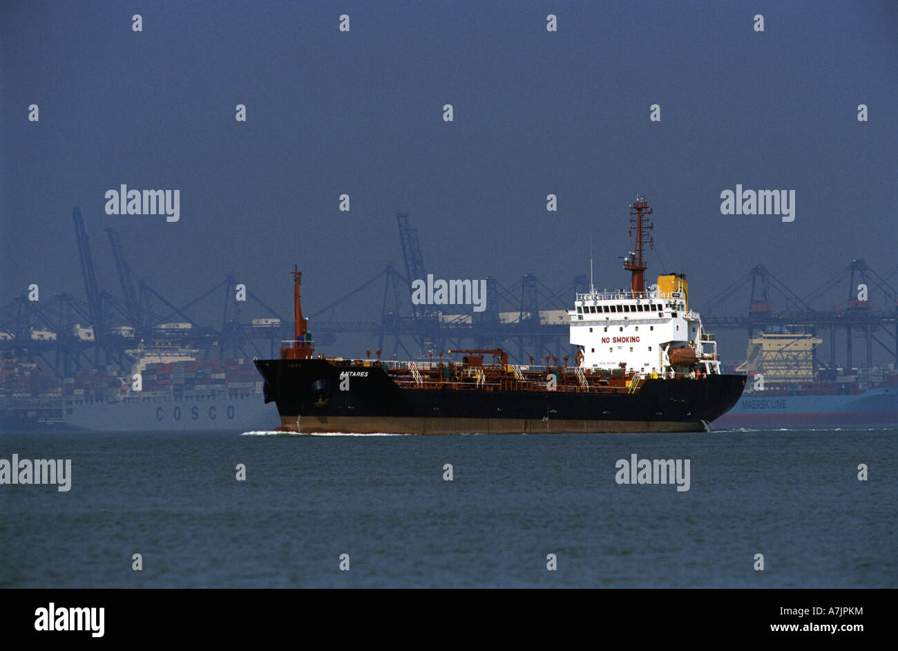 Öl-Tanker Antares, Hafen von Felixstowe, Suffolk, UK. Stockfoto