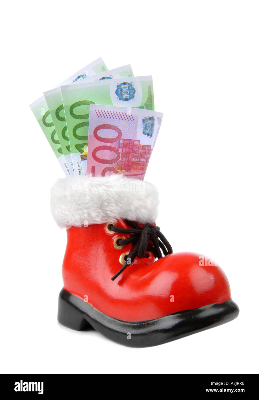 Geld Weihnachten Bonus Nikolausstiefel Mit Geld Euro Weihnachtsgeld Stockfoto