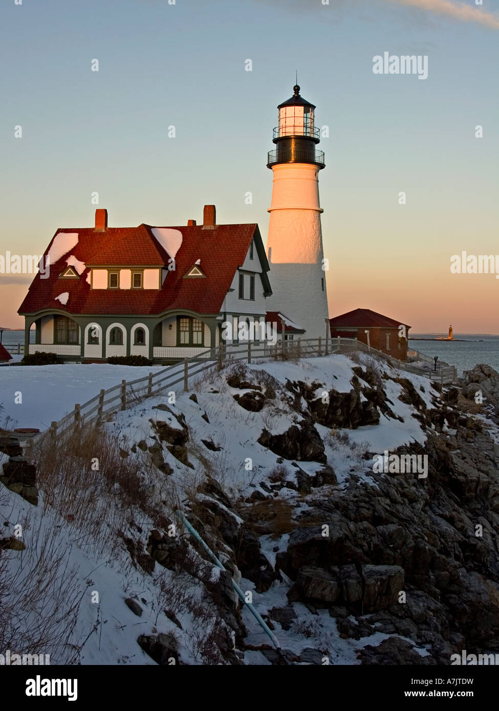 Portland Head Leuchtturm in Fort Williams Park, Cape Elizabeth, Maine Stockfoto