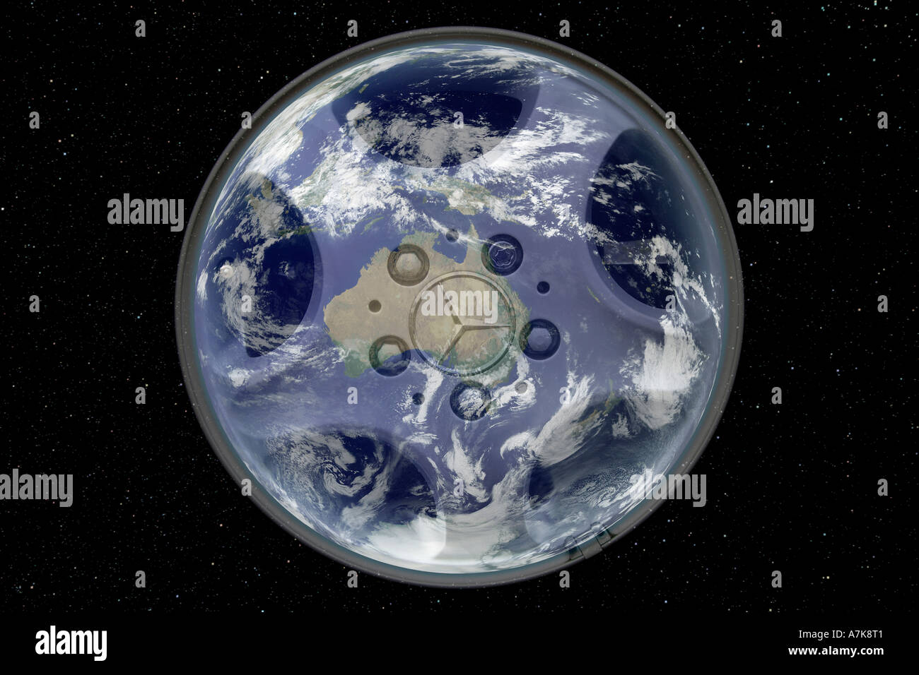 Konzept Bild unserer rotierenden Planeten in einem 24-Stunden-Zyklus. Stockfoto