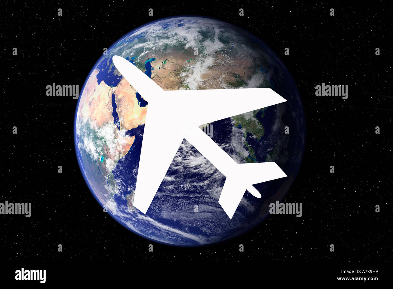 Konzept Bild des Bewusstsein für globale Reisen und seiner CO2-Bilanz Stockfoto