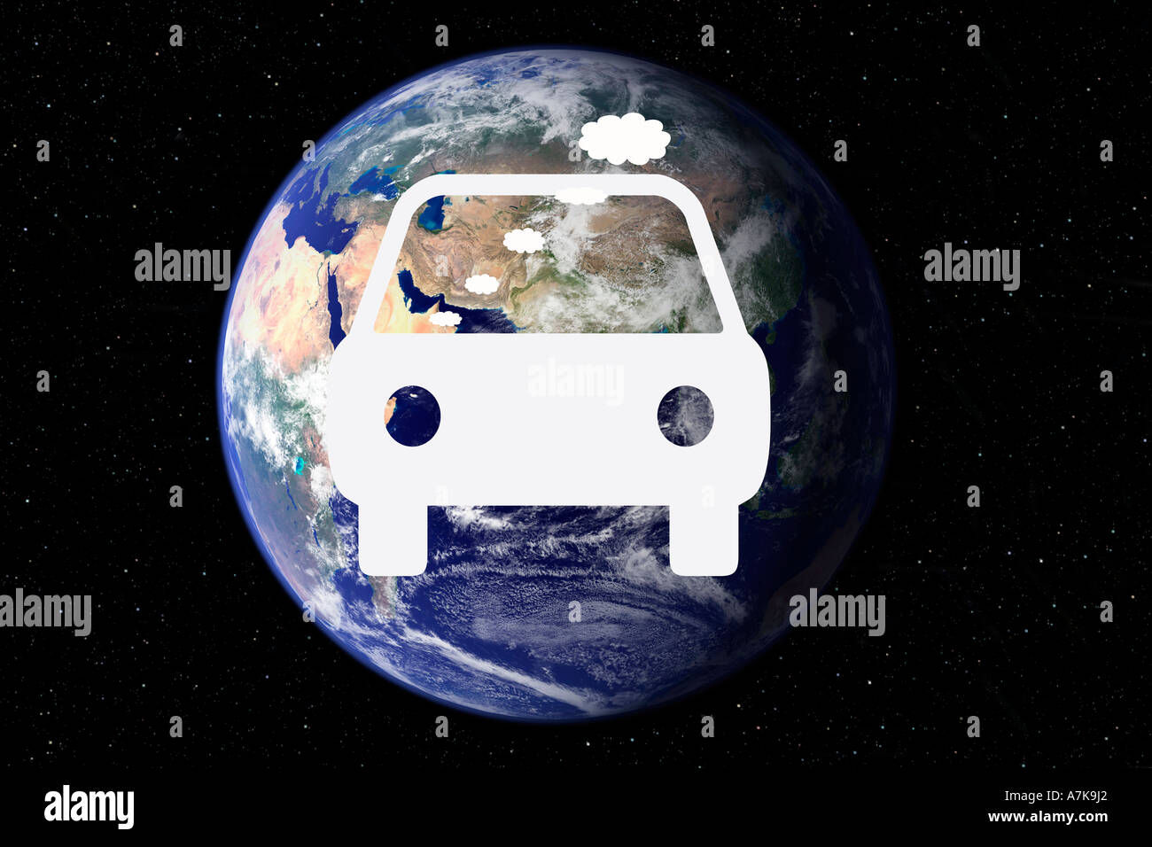 Konzept Bild des Bewußtseins der Fahrzeug Autoverkehr und Umweltverschmutzung. Stockfoto