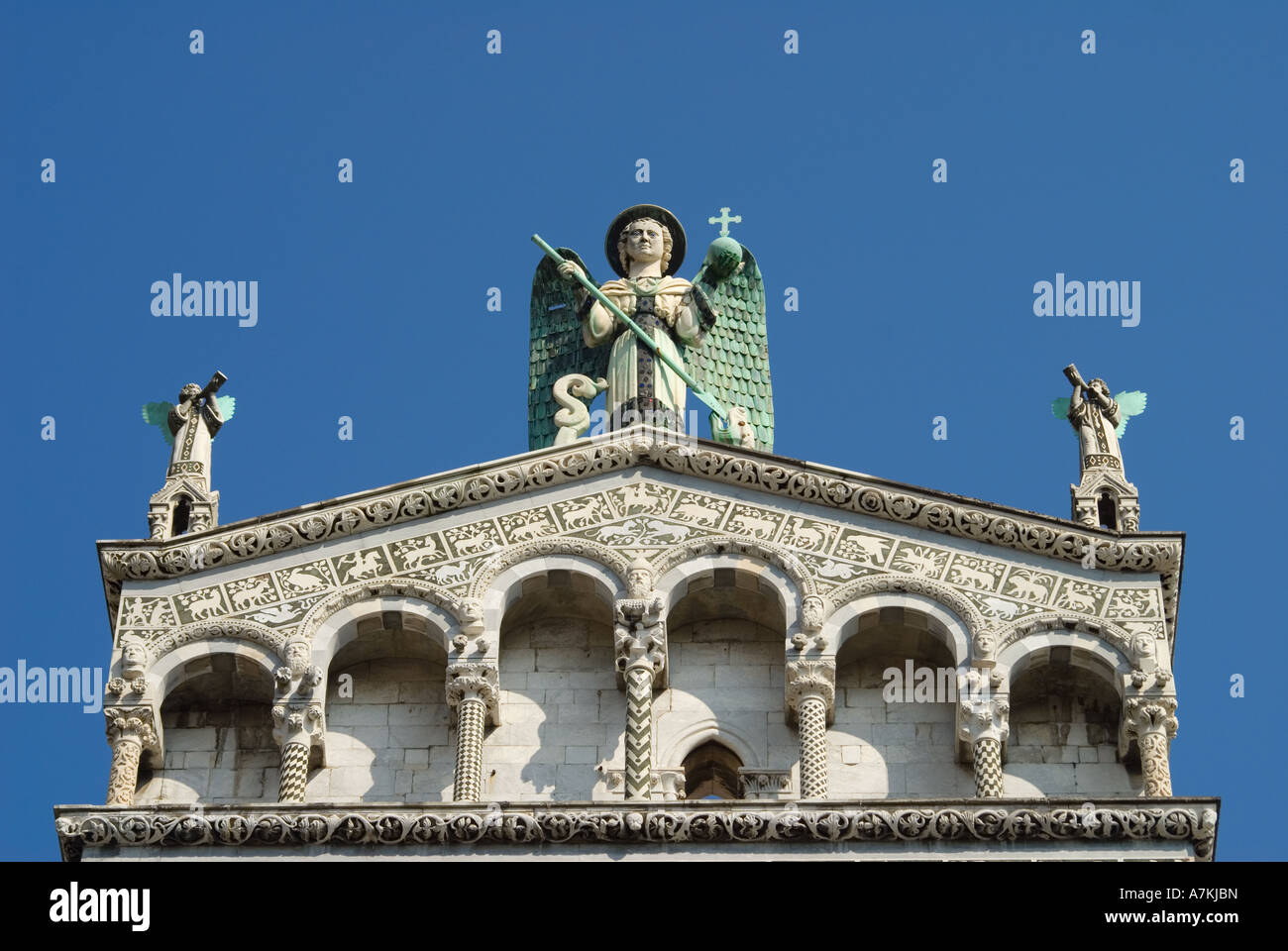 Lucca, Toskana, Italien. Kirche von San Michele (Chiesa di San Michele in Foro; 11thC - 14thC) Stockfoto