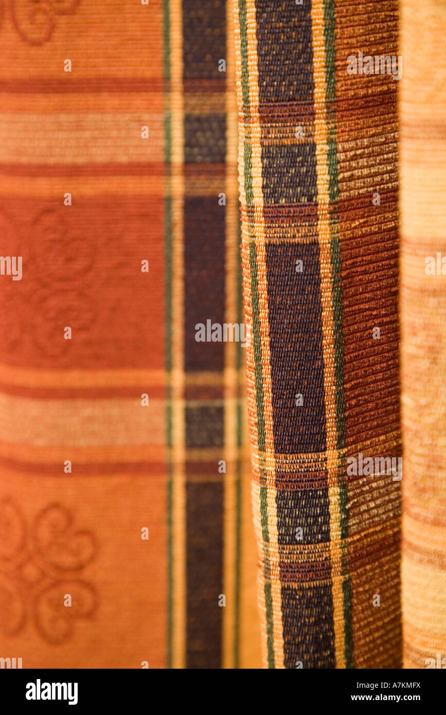 Detail ein Tartan-Muster in plissierten Stoff. Stockfoto