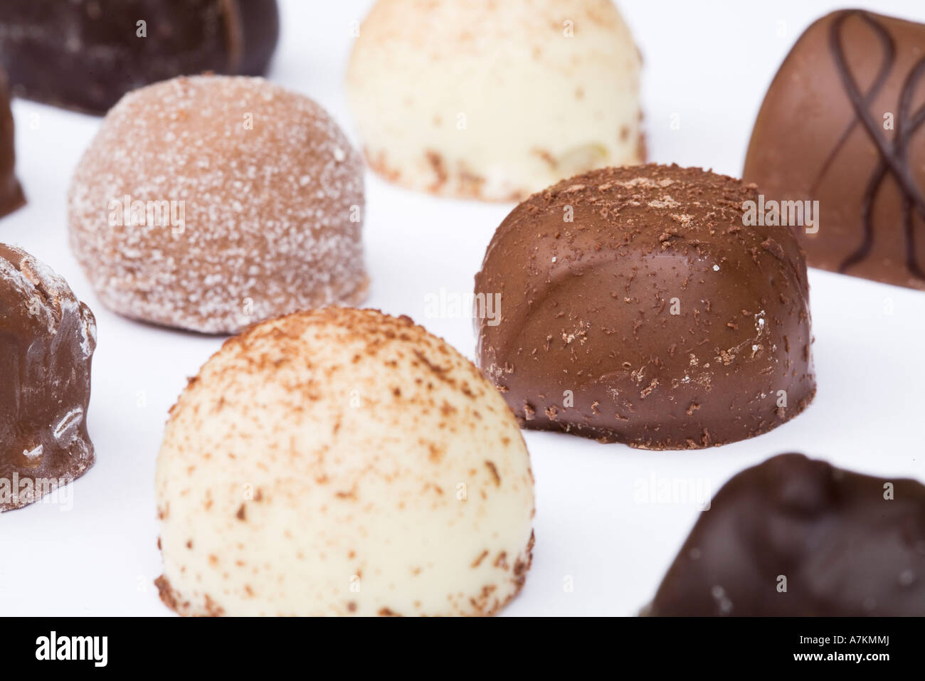 Schokolade Auswahl auf weiß Stockfoto