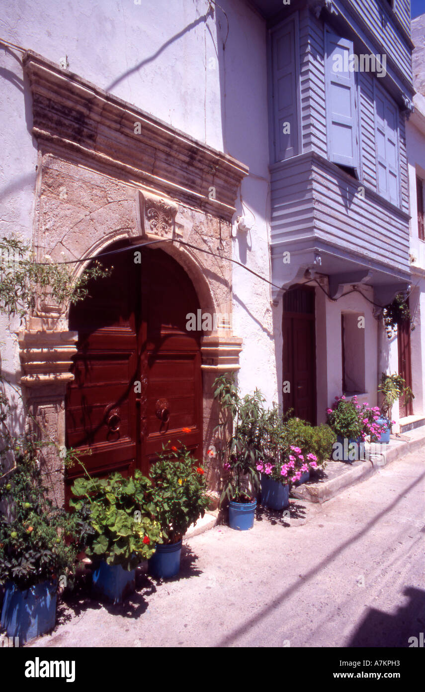 Griechenland West Crete Rethymnon alte Stadt A werden Tür und türkische Herrenhaus Stockfoto