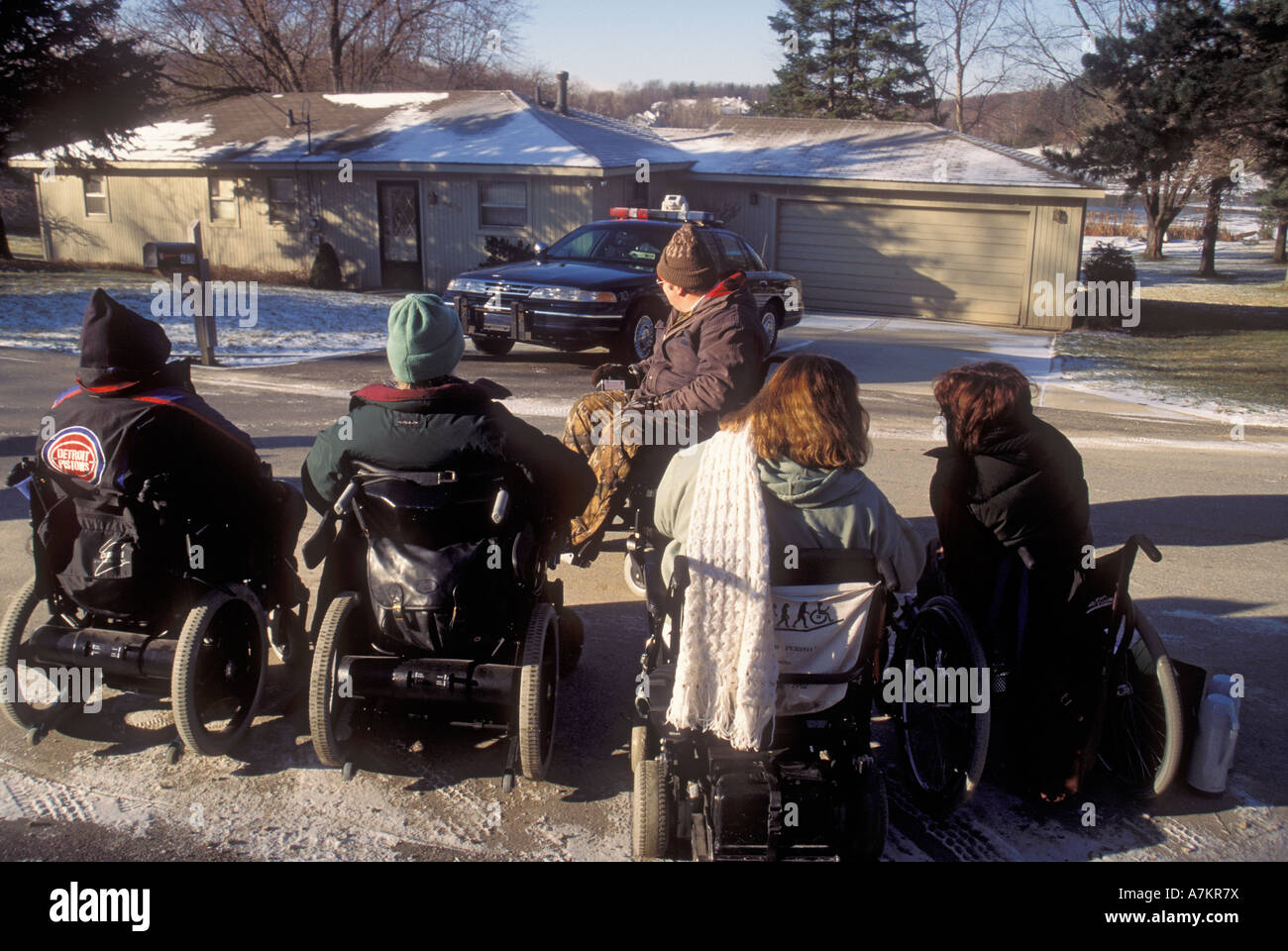 Behinderung Aktivisten Picket Selbstmord Arzt Stockfoto
