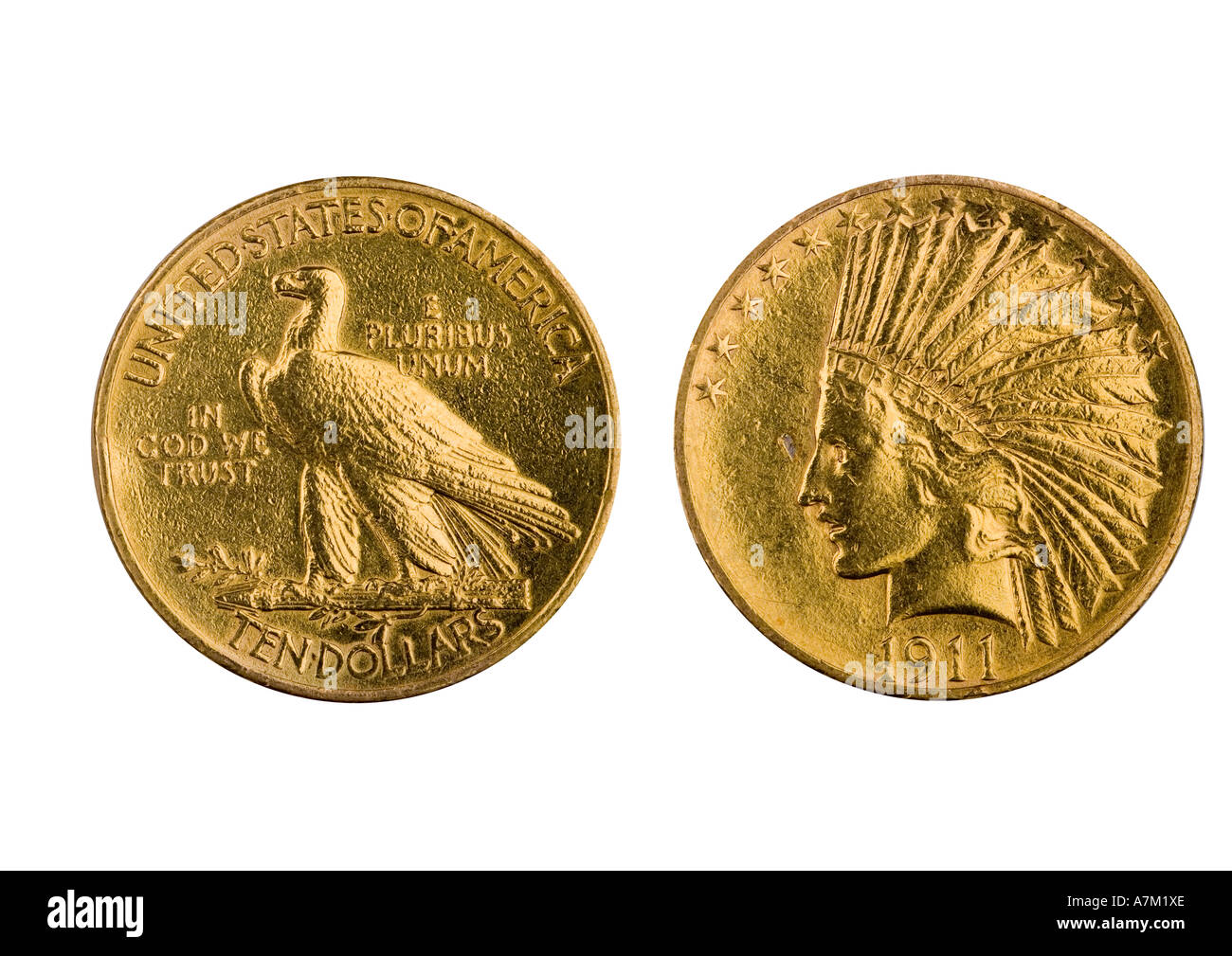 1911 Münze gold 10 10-Dollar-Indische Kopf uns Amerika amerikanische Stockfoto
