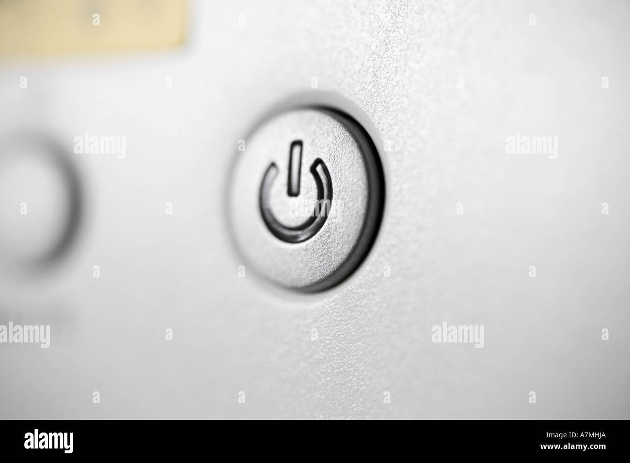 Eine Schaltfläche "Start" auf einem Computer hautnah Stockfoto