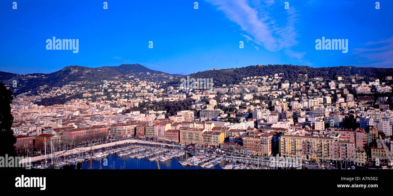 Frankreich französische Reviera Hafen von Nizza panorama Stockfoto