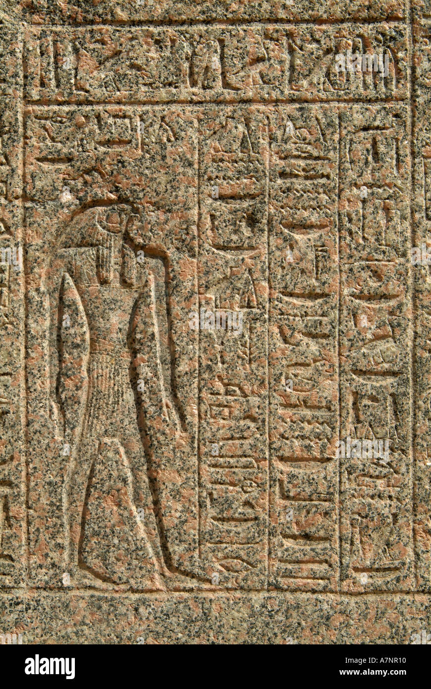 Schnitzereien auf dem Sarkophag des Amen-Hotep, Memphis, Ägypten Stockfoto
