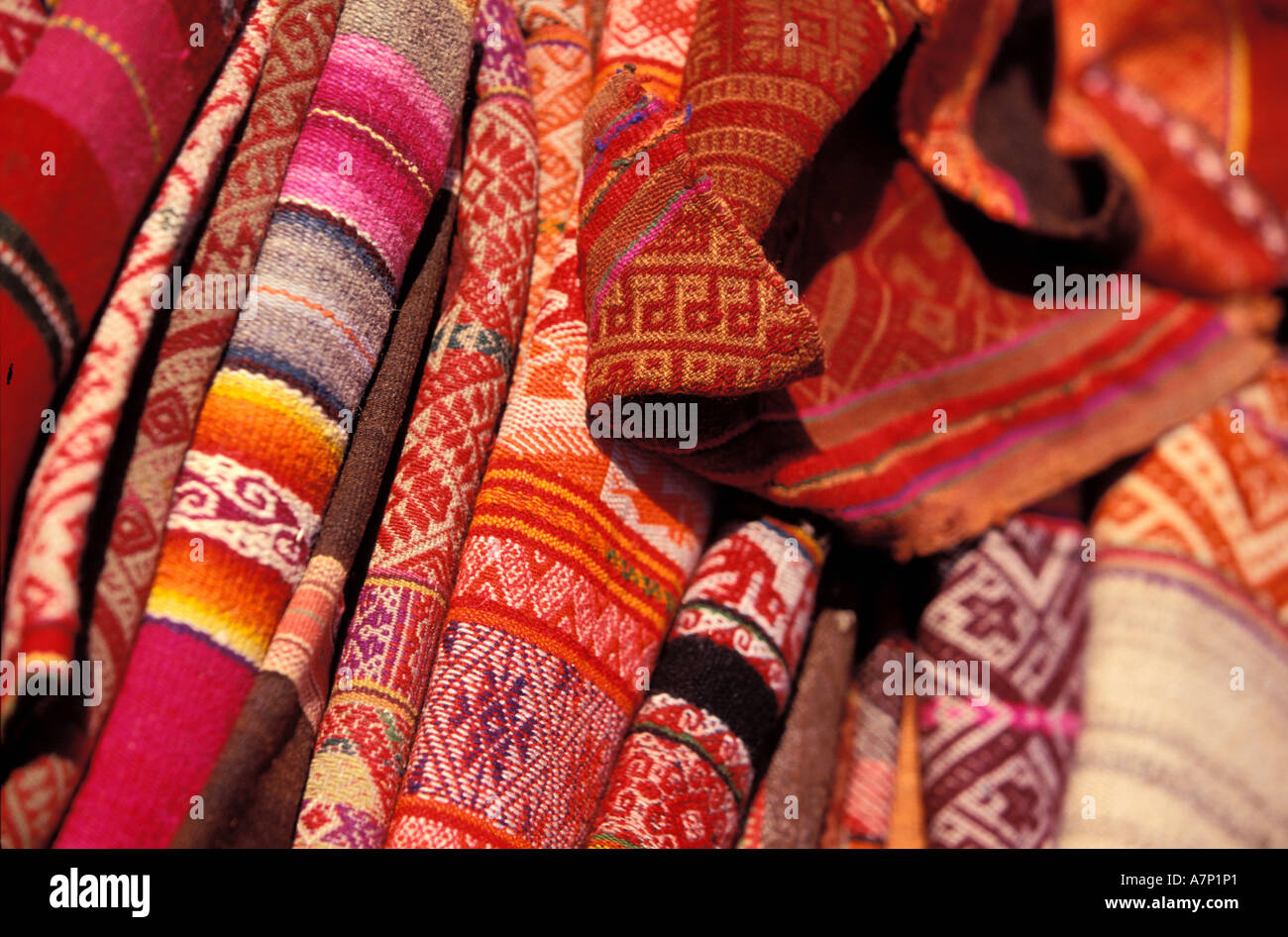 Peru, Cuzco Abteilung, Stadt Cuzco, Wolle Handarbeit Stockfoto