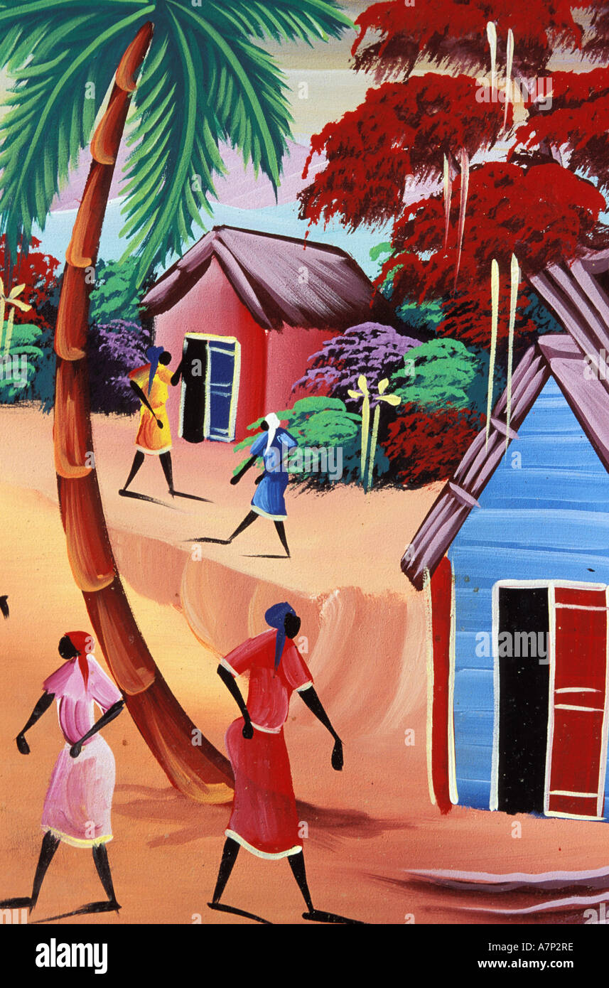 Dominikanische Republik, naive Malerei Stockfoto