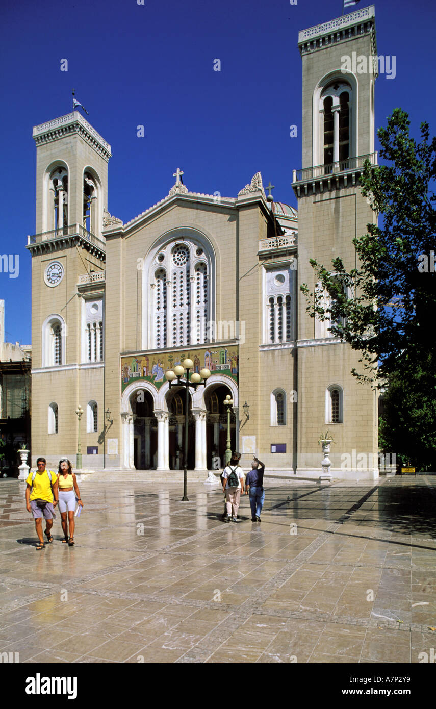 Griechenland, Athen, Plaka Viertel, quadratisch, Mitropoleos Kathedrale Stockfoto