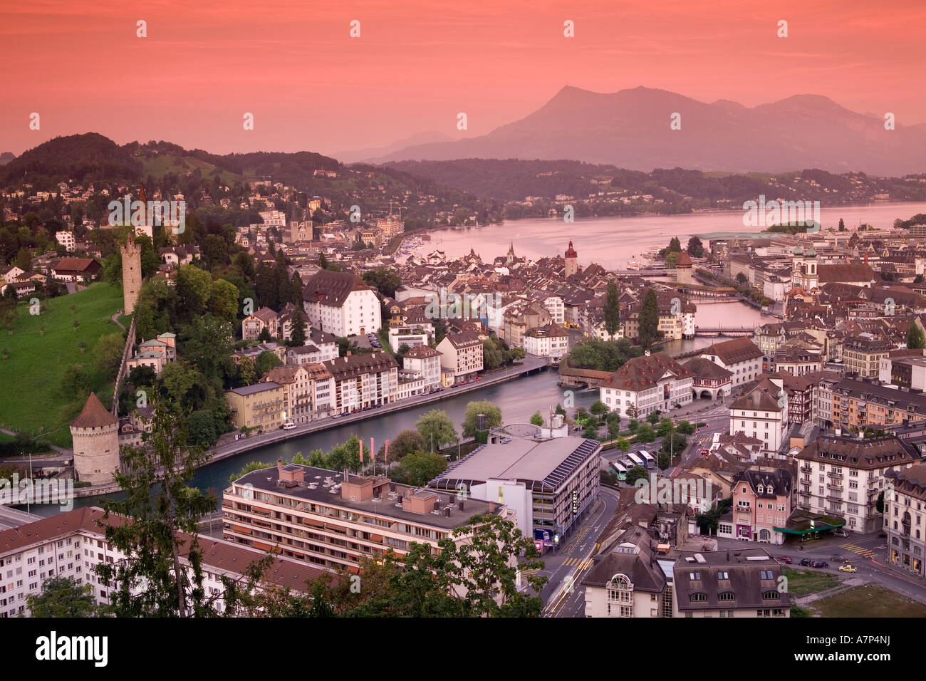 Skyline von Luzern, (Luzern), Schweiz Stockfoto