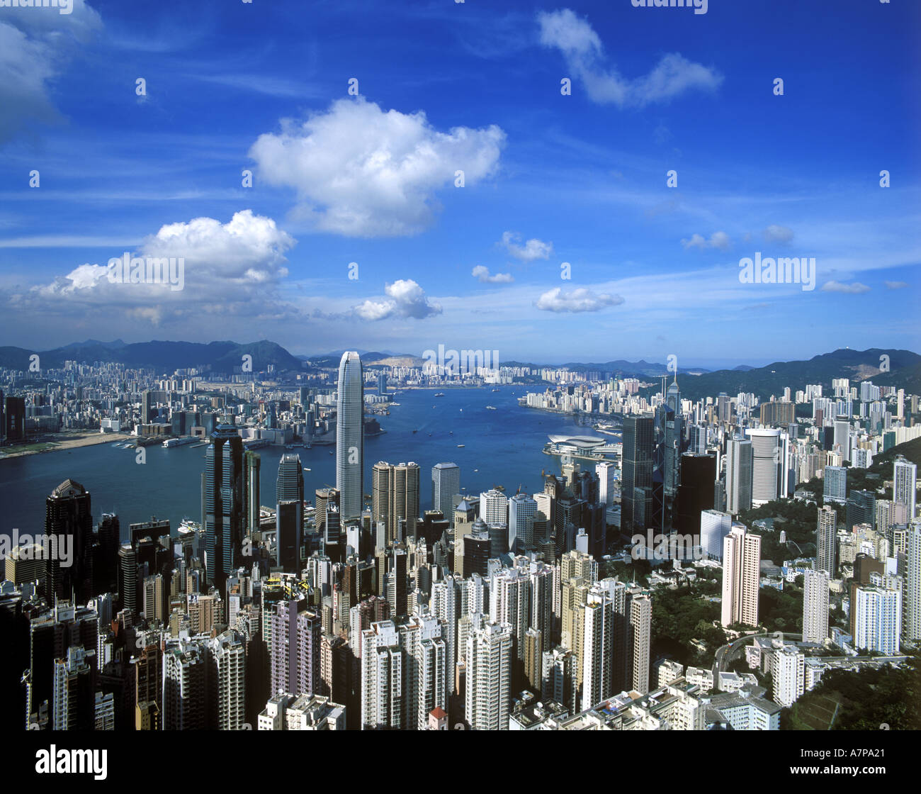 Luftaufnahme von Hong Kong Skyline Stockfoto
