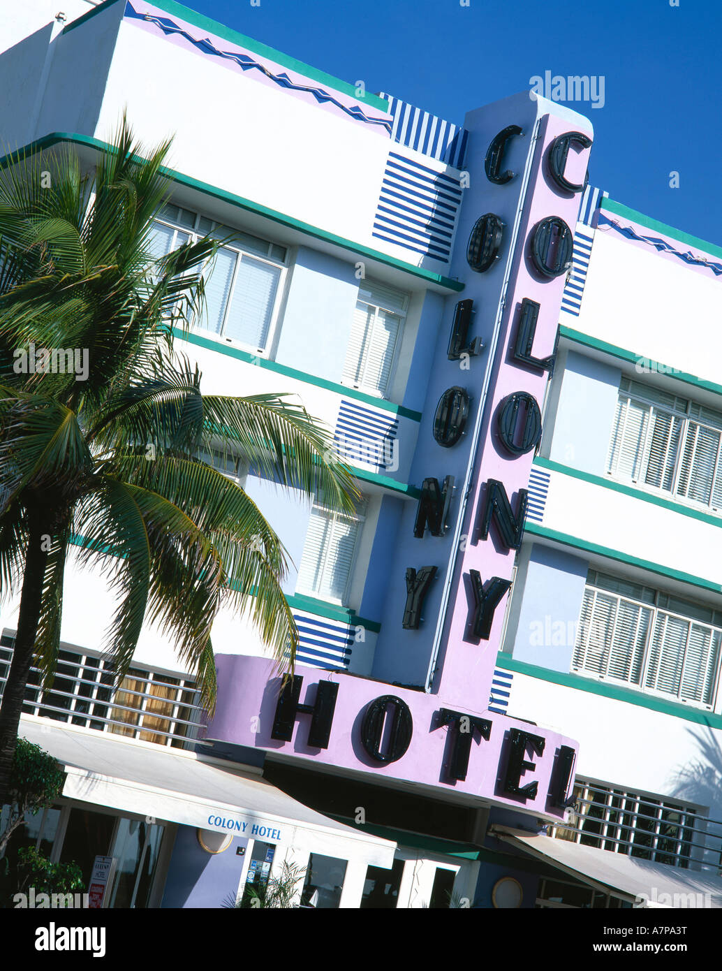 Art-Deco-Viertel, Ocean Drive, Miami Beach, Miami, Florida, USA Stockfoto