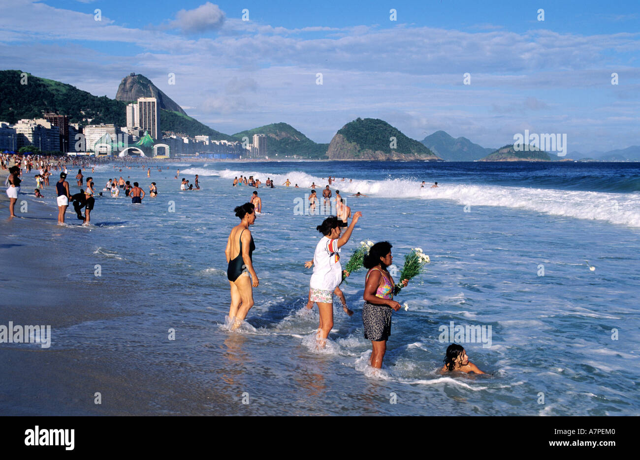 Brasilien, Rio De Janeiro Zustand, Rio De Janeiro, fest der Yemanja (Göttin des Meeres) am 31. Dezember Stockfoto