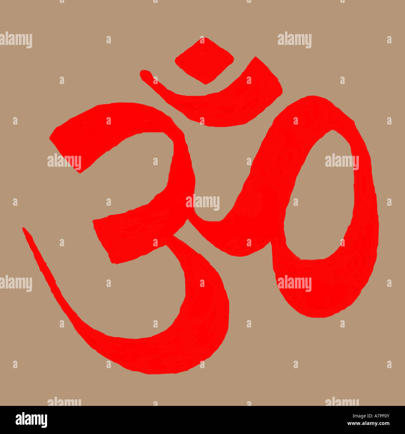 Bemalte Om - Sanskrit Buchstaben erstellt mit Pinselstrichen Stockfoto