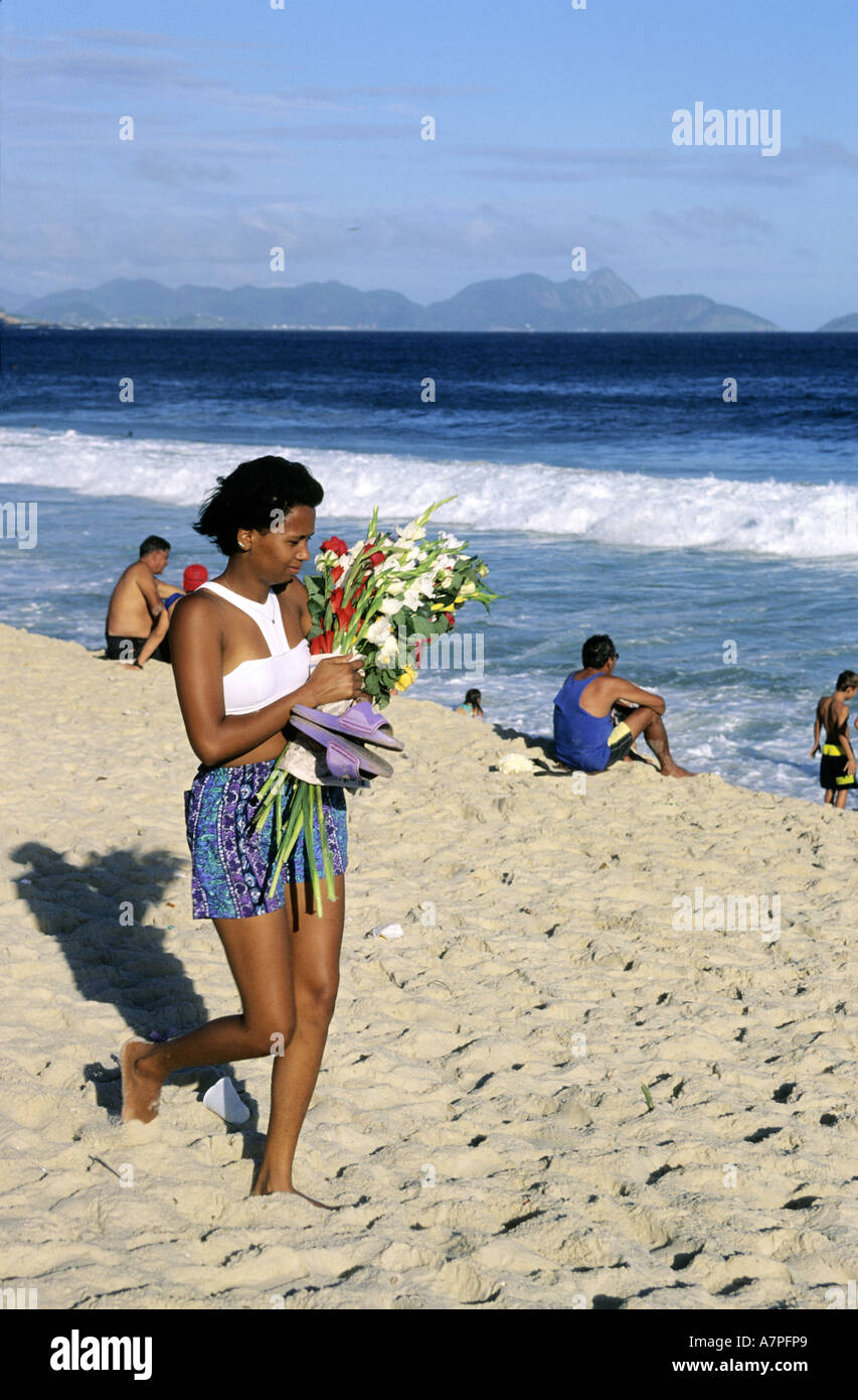 Brasilien, Rio De Janeiro, Yemanja Feier (Göttin des Meeres) am 31. Dezember Stockfoto