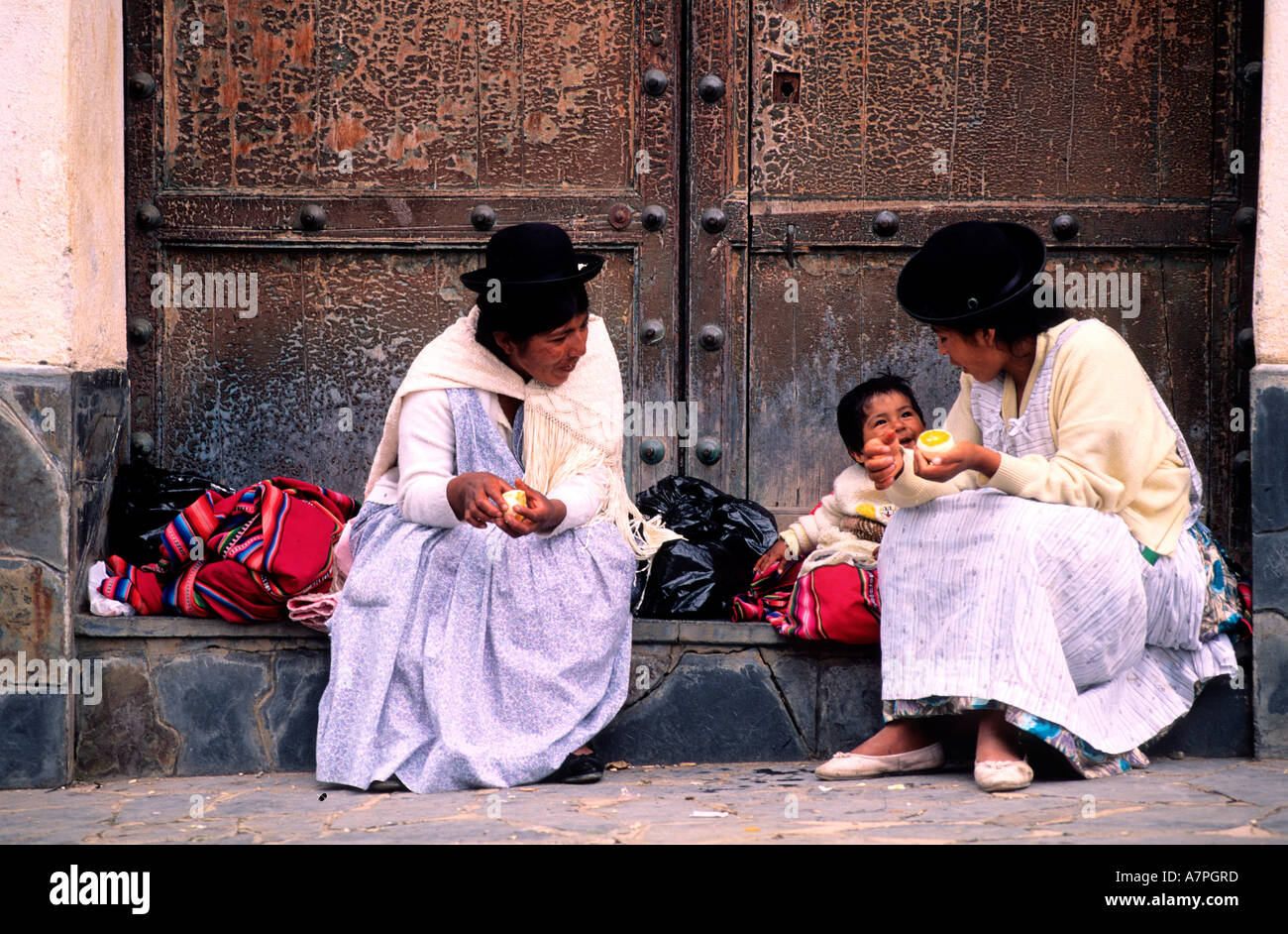 Bolivien, Yungas-Region, Indianer im Yanacachi village Stockfoto