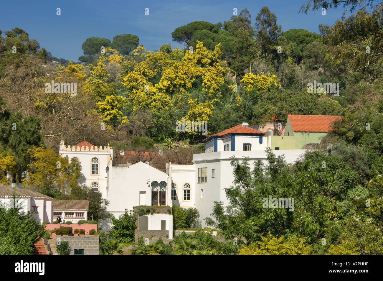 Portugal, Caldas de Monchique Spa Gebäude im Zentrum des Dorfes Stockfoto