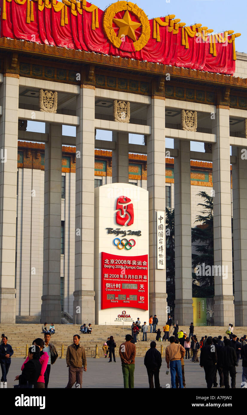 Countdown-Uhr für Peking 2008 Olympische Spiele Peking China Stockfoto