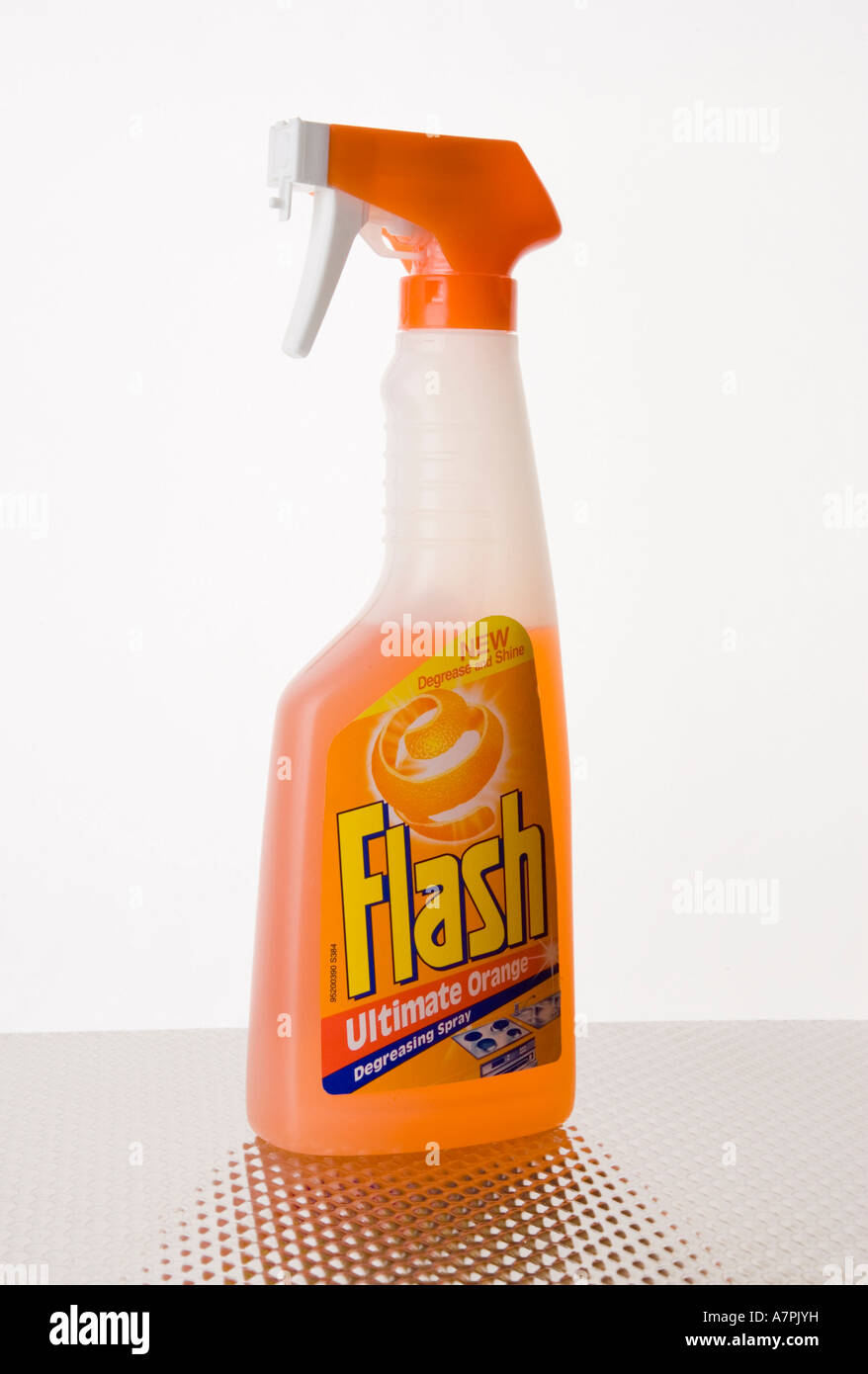 Flasche Reinigungsflüssigkeit Flash Stockfoto
