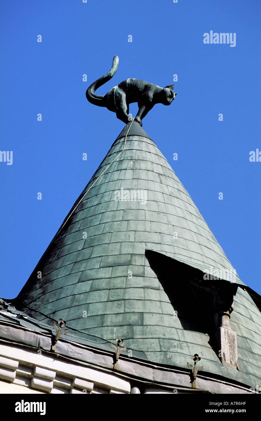 Lettland (Baltikum), Riga, die Katzen Haus vor dem Haus der großen Gilde Stockfoto